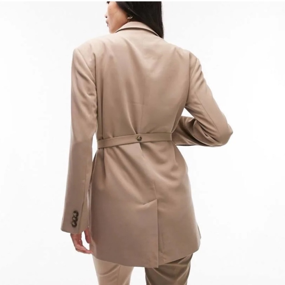 Belted Beige Blazer Jacket - Womens - Picture 4 of 12